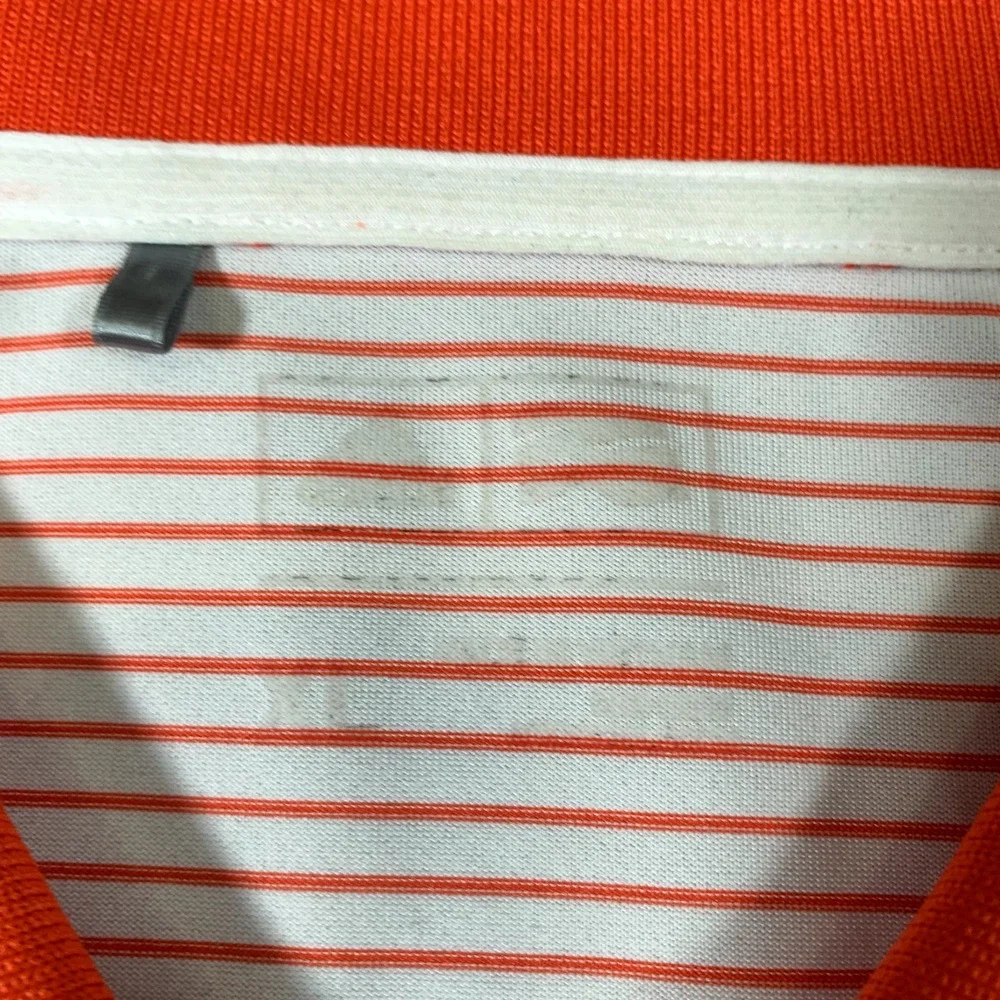 Adidas Golf Polo Shirt Mens Extra Large XL Orange Stripes Lightweight Rugby